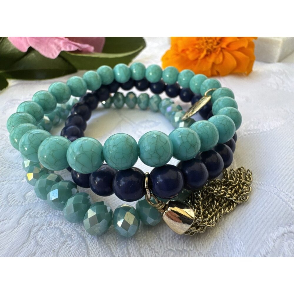 New Stack Beads Stretch Bangle Bracelet Chic Women Party Vacation Jewelry Gift